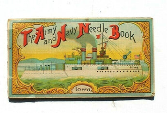 Antique Vtg Needle Book Sample Case Advertising Army & Navy Iowa Ship