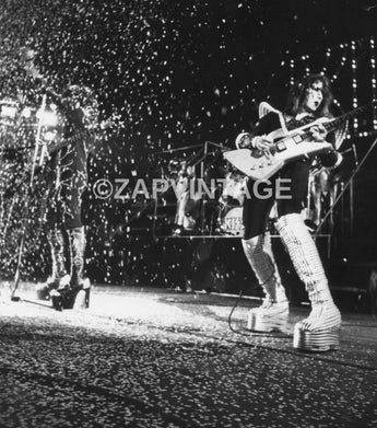Vtg 1970s Ace Frehley On Stage / Concert Tour Preforming Kiss Music Photo #2237