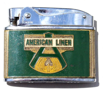 Vtg Penguin American Linen Push Top Advertising Automatic Cigarette Lighter