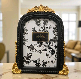 New Nicole Miller Black Gold BOHO Floral Hollywood Regency Picture Frame 5x7