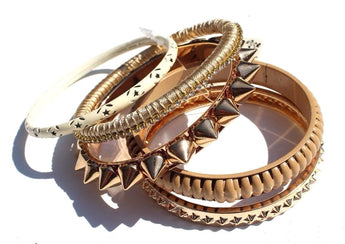 Sealed New 5 Piece White Bangle Bracelet Set Rhinestone Fashion Jewelry