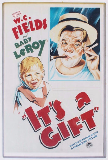 Vtg W.C. Fields And Baby Leroy It's A Gift Lithograph Movie Poster 11" X 17"