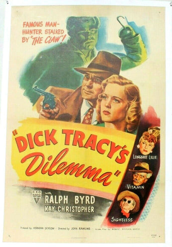 RARE Orig Vtg 1947 Dick Tracy's DILEMMA (One) 1-Sheet Movie Poster (Ralph Byrd)