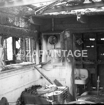 Vtg 1963 Inside House Fire Burnt Down Bathroom Los Angeles Hills CA Photo #2122