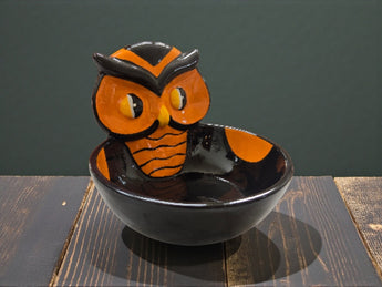 New Orange YELLOW BLACK Candy DIP Spooky OWL Halloween Ceramic Bowl Decor