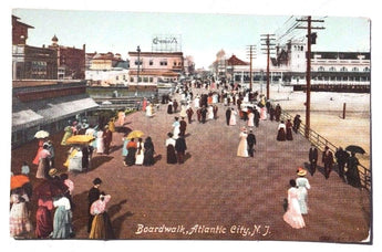 Vintage 1950's Boardwalk ATLANTIC City N.J ( New Jersey) Paper Photo Postcard