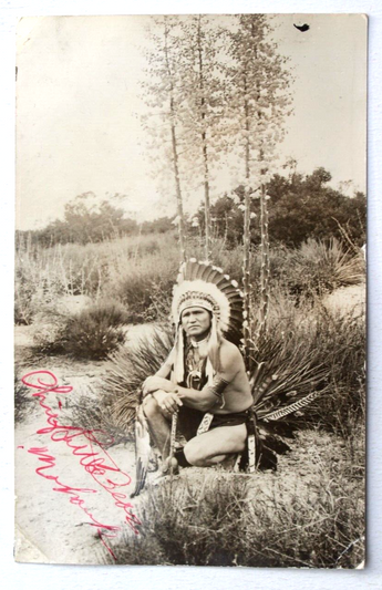 Vtg Postcard RPPC Signed Chief Beoz Mohawk Photo Postcard American Indian