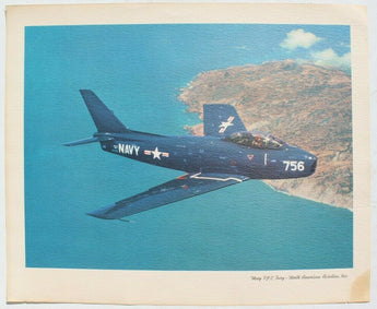 Vintage Lithograph Poster Navy 7J-2 Fury North American Aviation Print Ad