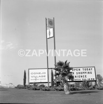 Vtg 1963 Conejo Village Shopping Center Sign (Golden Corner) CA Photo #2123