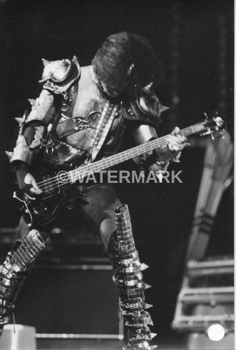 Vtg 1970s Gene Simmons Concert Tour Preforming Kiss Band Music Photo #2405
