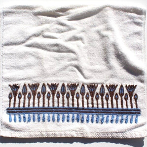 Vtg MCM Utica Fine Arts J.P. Stevens BLUE BROWN Floral Bath Hand Towel