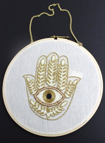 New Hamsa Hand W/ Eye Retro Embroidered Wall Art Room Decor Decorations