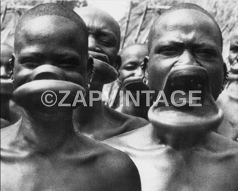 Vtg 1900's African American Tribe Lip Plate Lip Stretching Duck Lips Photo #992
