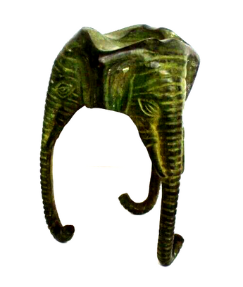 Vtg Antique Green Safari Tabletop Brass Elephant Tripod Incense Burner Ashtray