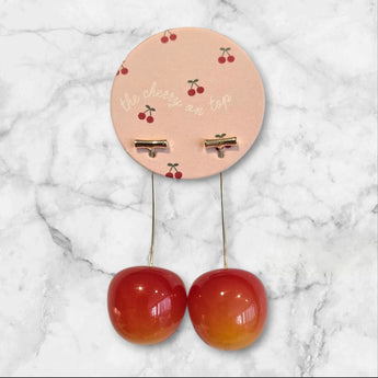 Red Cherry Dangle Earrings Cute Fruit Gold Drop Earrings Cherry Drop Earrings