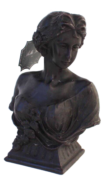 New Black Victorian Art Deco Bust Of A Young Lady Figurine Statue Candle