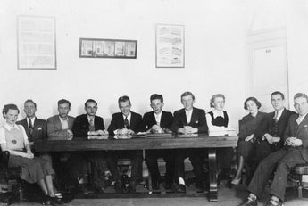 Vintage B&W 1920's - 1930's BETA PHI Frat Photo Meeting At Table