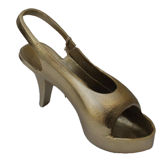 New LRG MCM Retro Gold Metal Womens High Heel Sculpture Figure Room Home Decor