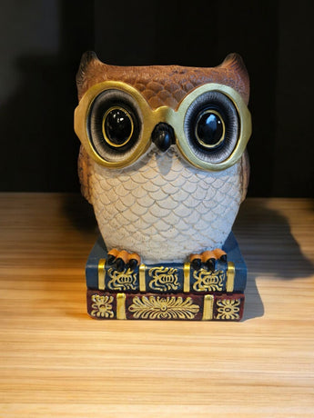New Owl On Books Nerd Pencil Holder Organizer Desk Office School Supplies Vase