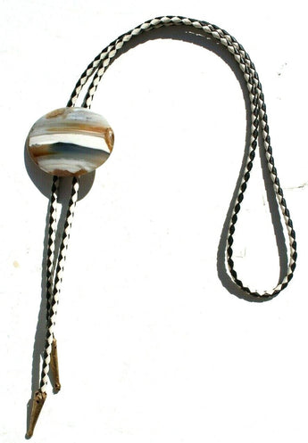 Vtg Gemstone (Agate Stone Geode Crystal) Cowboy Western Bolo Tie Rodeo #5