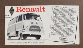 Vtg 1960's RENAULT "Hi-Boy" Petit Panel Van Advertising Dealer Brochure Booklet