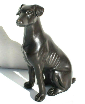 Vintage Art Deco Bronze Metal Sitting GREYHOUND WHIPPET Dog Figurine Sculpture