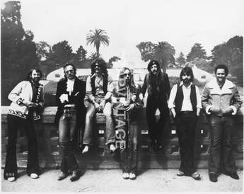 Vintage 1970s Large Group Of Band Members Hippie DOBBIE BROTHERS Men Photo #2742