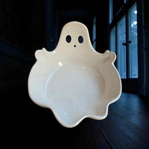 New Spooky White Ghost Halloween Ceramic Candy Party Bowl Dish Decor Holiday