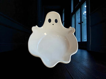 New Spooky White Ghost Halloween Ceramic Candy Party Bowl Dish Decor Holiday