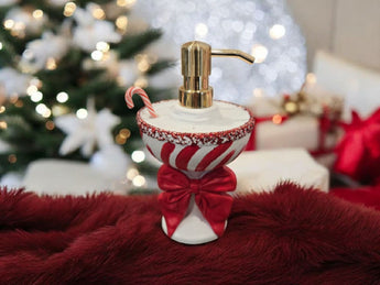 New Christmas Peppermint Candy Cane Martini Cocktail Soap Dispenser Decoration