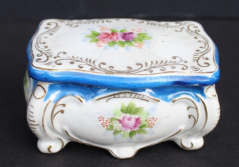 Vtg Victorian Flower Shabby Chic Ornate Occupied Japan Porcelain Trinket Box