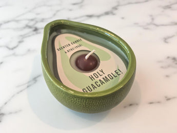 New Green Ceramic Avacado Holy Guacamole Funny Gag Gift Candle Room Decor