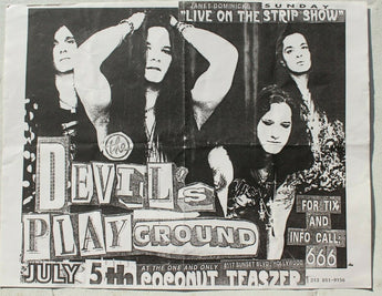 Vtg 1980s 1990s Punk Rock Hair Band Concert Flyer - Devils Playground July 5th