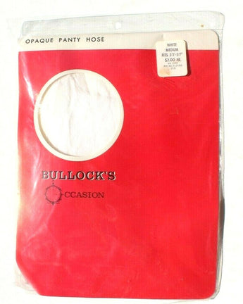Sealed Vtg Bullocks Women's Opaque Panty Hose Hosiery White Medium 5'3"-5'7" NOS