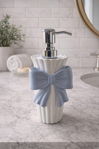 New Victorian Soap Dispenser White & Blue Bow Coquette Bathroon Vanity Decor