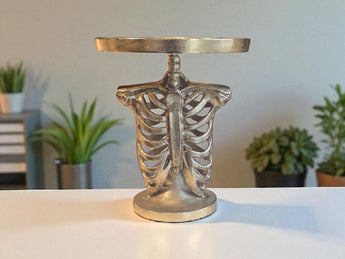 New Metal Gold Halloween Skelton Torso Appertizer Cupcake Party Stand W/ Tray