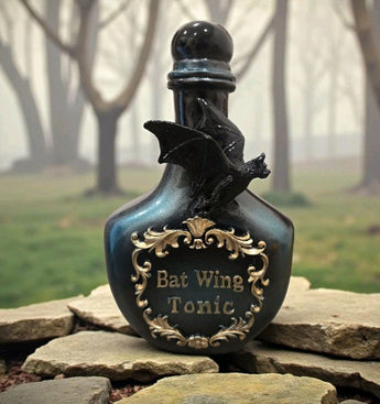 New Blue / Black Resin Bat Wings Venom Potion Bottle Halloween Room Decor