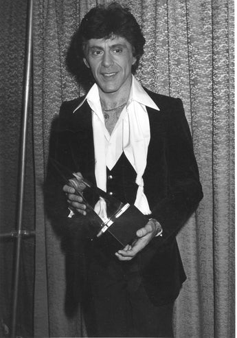 Vintage B&W 1980's Frankie Valli Holding AMA Award Celebrity PHOTO 8X12