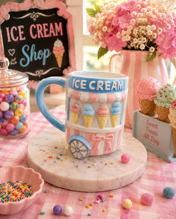 New Pink & Blue Ceramic Ice Cream Stand Parlor Cute Tea Coffee Mug Cup