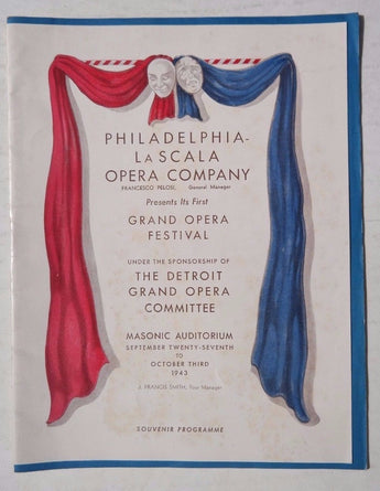 Vtg 1943 Philadelphia La Scala Opera Company Masonic Auditorium Program Booklet