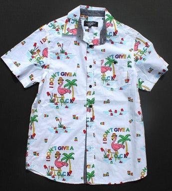 I Don't Give A Flock Funny Cool Flamingo Drinking Beer Gay Pride Collard Shirt