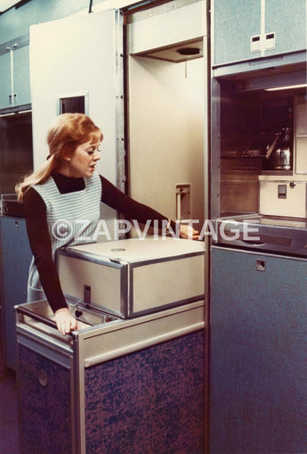 Vtg 1970s Airline Airplane Advertising Inside Kitchen DC-9 Aircraft Photo #2034