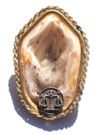 Vtg Justice Gemstone (Agate Stone Geode Crystal) Cowboy Western Tie Clip Decor