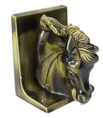 Vintage Horse Head 1960s Mid Century Ceramic Metallic Book End Single Bookend