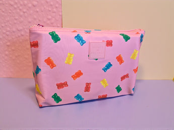 New Pink Large Beauty & Balance Gummy Bear Candy Makeup Bag Nylon Cosmetic Bag