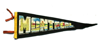 Vtg Montreal Quebec Canada Felt Flag Banner Souvenir Pennant Flag