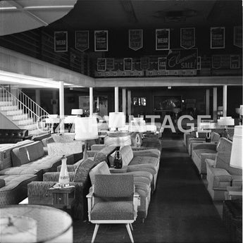 Vintage 1957 Inside Mid Century Furniture Store (Sofas) CA Photo Image #1732