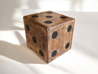 New MCM Brown Big Wood Jumbo Large Dice Six Sided Room Decor Figurine