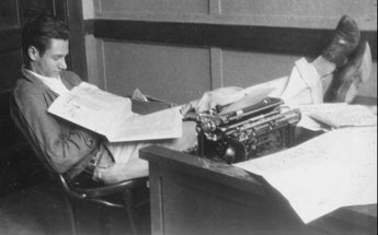 Vtg B&W 1920's - 1930's BETA PHI Frat Photo (Boy Reading Newspaper) Type Writer