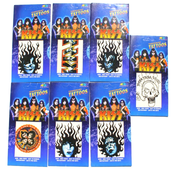 Vtg 1998 Set of 7 KISS Temporary Tattoos Gene Paul Ace Peter Peter Criss